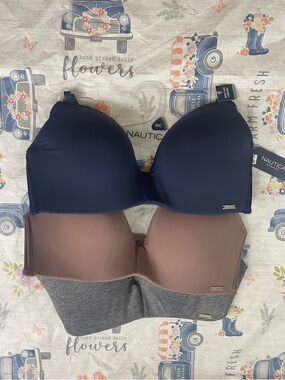 3-Pack NWT Nautica Wire-Free Smooth T-Shirt Bras – Size 36C
